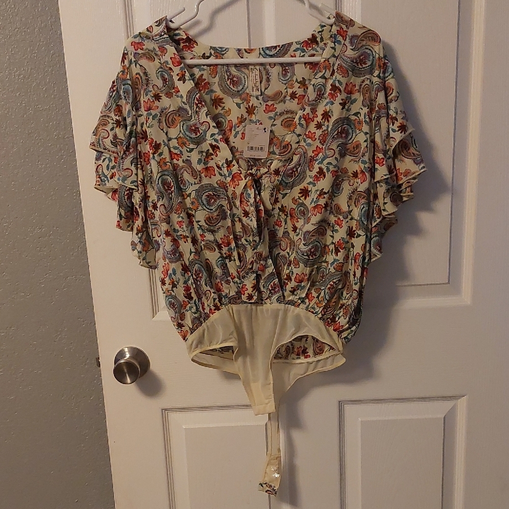 Free People Call Me Later Paisley Bodysuit Size Med NWT - Picture 6 of 6